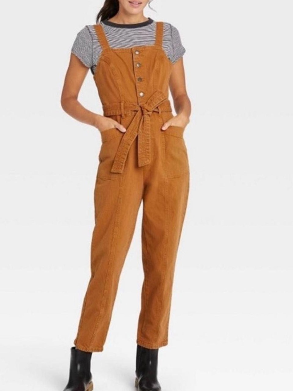 Women's Mustard Orange Brown One-Piece Overalls/Jumpsuit
